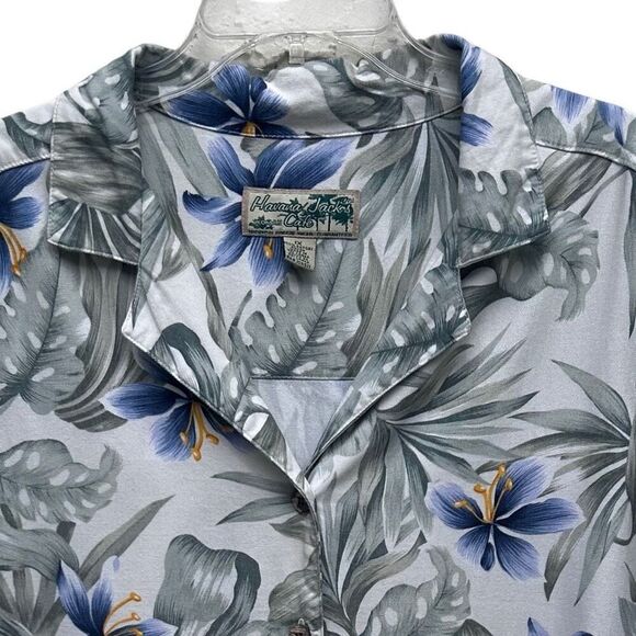 Havana Jack's Cafe Hawaiian Shirt Women's 1X Green Floral Button Front Rayon - Picture 3 of 12